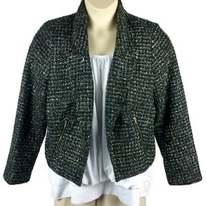 Silver and blue moto crop jacket